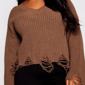Plus Slouchy Raw Hem Jumper